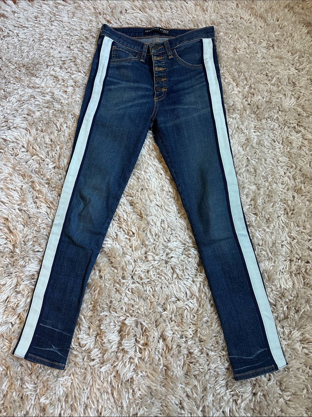 Veronica Beard Debbie Skinny Jeans with Cream Side Stripes